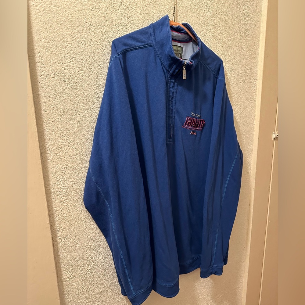 Tommy Bahama Sweatshirt Men Blue Cotton  New York Giants 1/4 Zip Pullover Sz LT